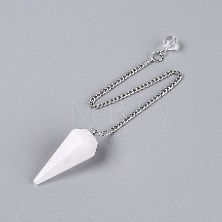 Natural Quartz Crystal Dowsing Pendulum Pendants AJEW-N005-01H-1