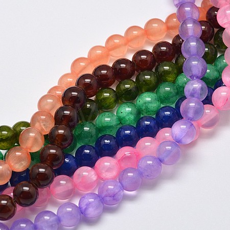Dyed Natural Green Jade Beads Strands JBS053-6MM-M-1