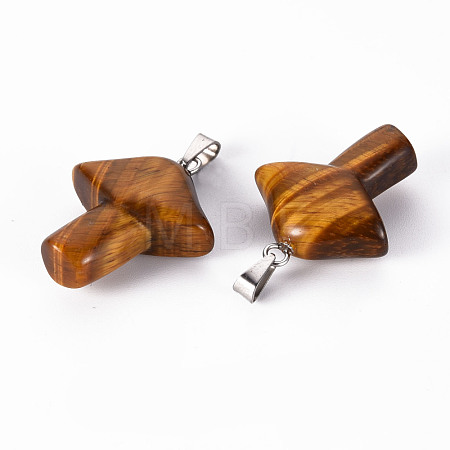 Natural Tiger Eye Pendants G-R480-02F-1