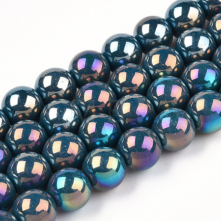 Electroplate Opaque Glass Beads Strands GLAA-T032-P4mm-AB14-1