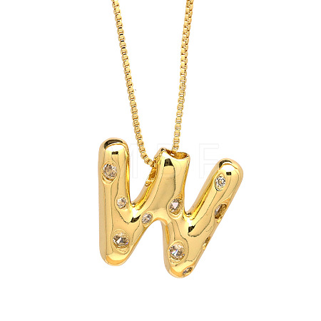 Brass Micro Pave Clear Cubic Zirconia Initial Pendant Necklaces FS-WGF17D9-04-1