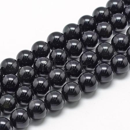 Natural Obsidian Beads Strands G-R446-6mm-24-1