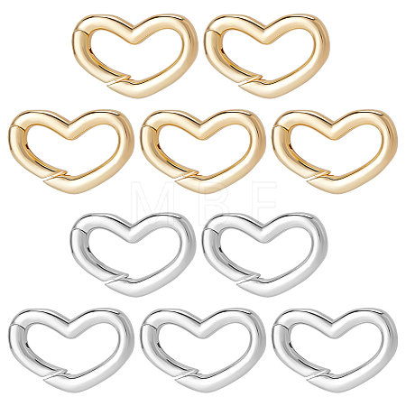 10Pcs 2 Colors Brass Spring Gate Rings KK-BBC0003-88-1