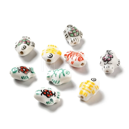 Handmade Printed Porcelain Beads PORC-F005-03-1