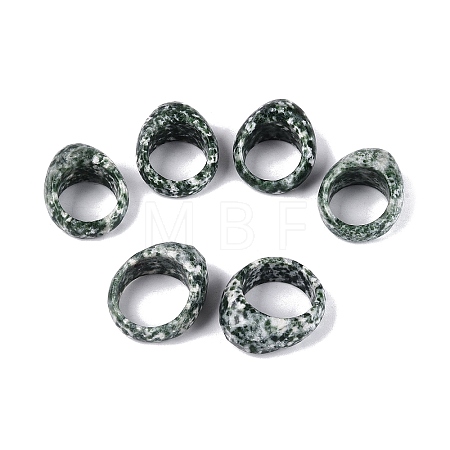 Natural Green Spot Jasper Finger Rings for Unisex G-Q601-19B-1