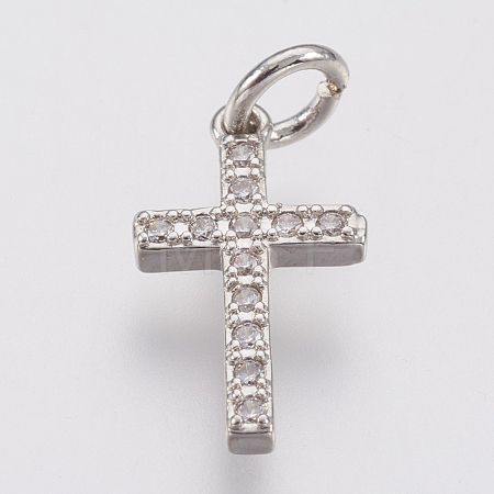 Brass Micro Pave Cubic Zirconia Pendants ZIRC-F083-008P-RS-1