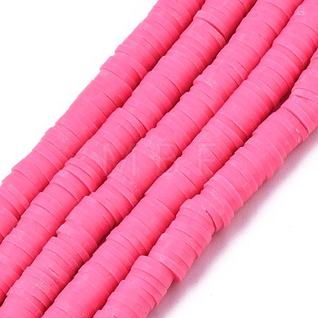 Flat Round Handmade Polymer Clay Beads CLAY-R067-6.0mm-48-1