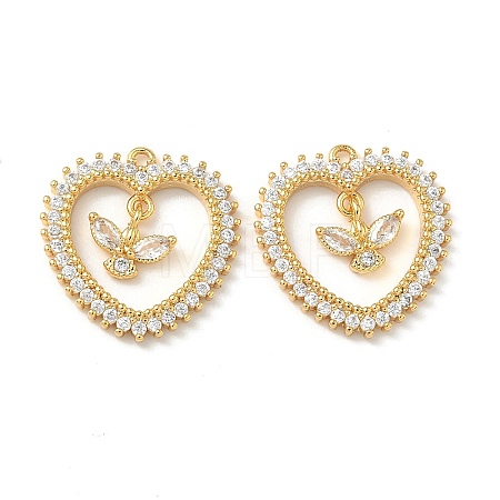 Brass Micro Pave Cubic Zirconia Pendants KK-Z136-36G-1