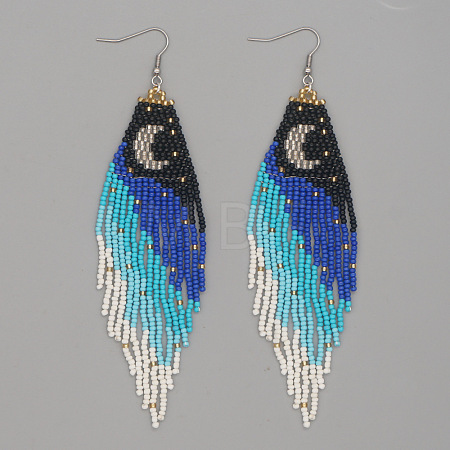Moon Stainless Steel Dangle Earrings KS8218-1-1