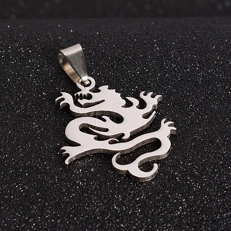 Tarnish Resistant 201 Stainless Steel Dragon Pendants STAS-I032-196A-1