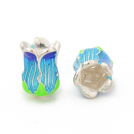 5-Petal Rack Plating Brass Enamel Bead Cap KK-P024-13S-1