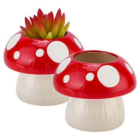 Porcelain Polka Dot Mushroom Vase Ornaments AJEW-WH0481-792-1