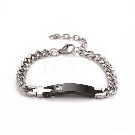 Crystal Rhinestone Rectangle & Cross Link Bracelet STAS-E160-30EBP-01-1