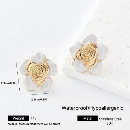304 Stainless Steel Enamel Stud Earrings for Women VU1014-2-1