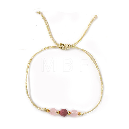 Natural Rhodochrosite & Pink Jade Round Beads Bracelets DI3925-3-1