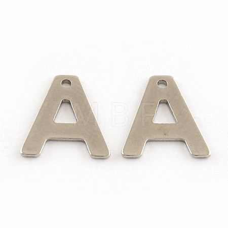 Tarnish Resistant 201 Stainless Steel Letter Charms STAS-S036-01-1