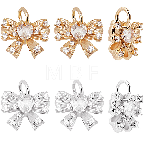 Beebeecraft 12Pcs 2 Colors Brass with Glass Rhinestone Charms KK-BBC0013-92-1