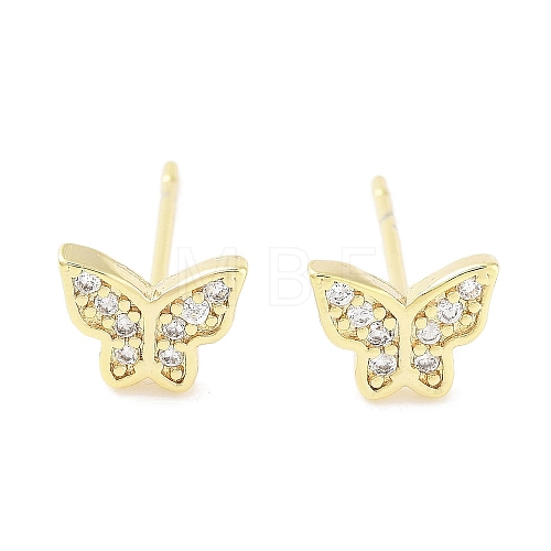 Brass Micro Pave Clear Cubic Zirconia Studs Earring for Women EJEW-S217-C03-1