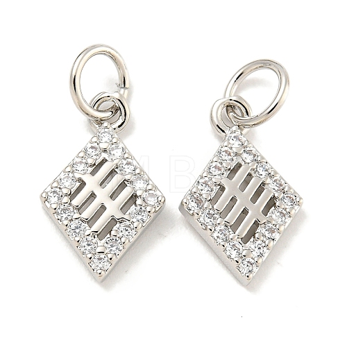 Rack Plating Brass Micro Pave Clear Cubic Zirconia Pendants KK-B093-08P-1