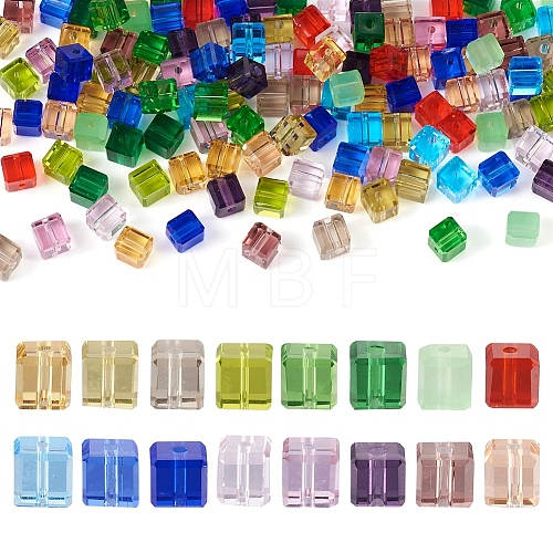 128Pcs 16 Colors Glass Imitation Austrian Crystal Beads GLAA-TA0001-50-1