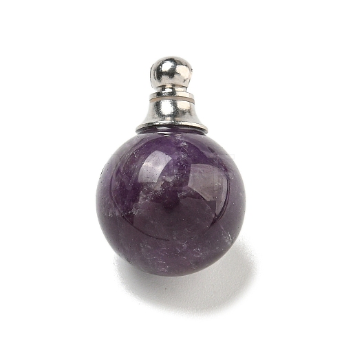 Natural Amethyst Perfume Bottle Pendants G-K338-22P-08-1