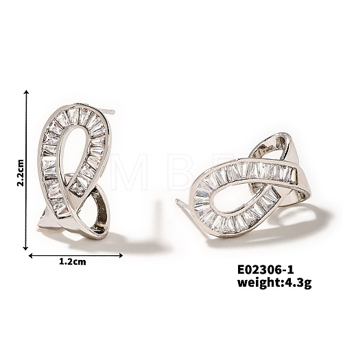 Elegant Geometric Stud Earrings with Shiny Diamonds for Women EU1323-1-1