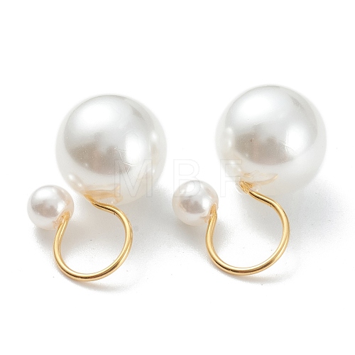 Plastic Imitation Pearl Cuff Earrings EJEW-G283-06-1