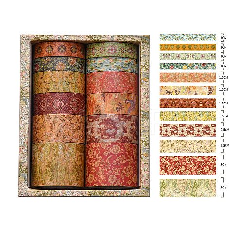 12 Rolls Chinese Style Floral Paper Decorative Paper Tapes Set STIC-H002-02F-1