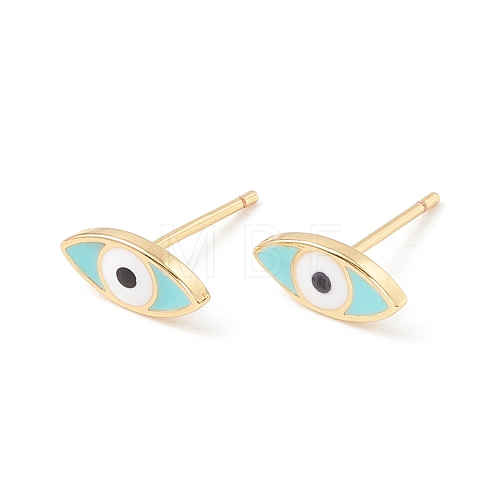 Enamel Horse Eye Stud Earrings EJEW-P201-01G-1