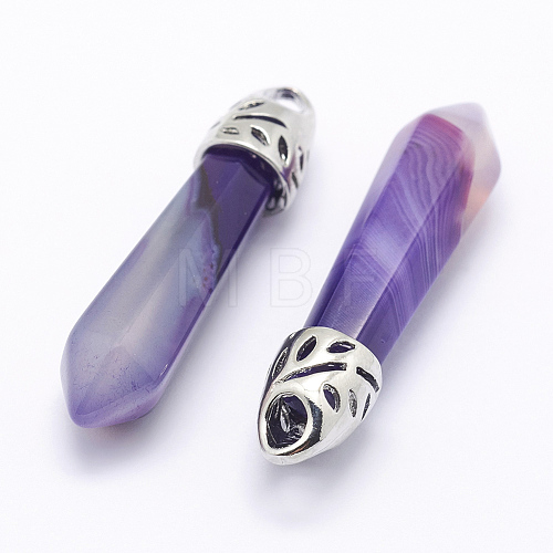 Dyed Bullet Natural Agate Pointed Pendants X-G-E332-C20-1