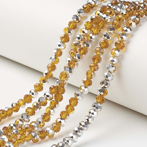 Electroplate Transparent Glass Beads Strands EGLA-A034-T8mm-M10-1