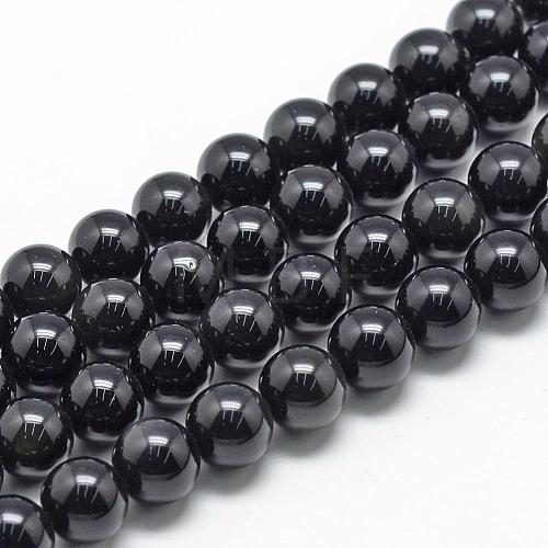 Natural Obsidian Beads Strands G-R446-6mm-24-1