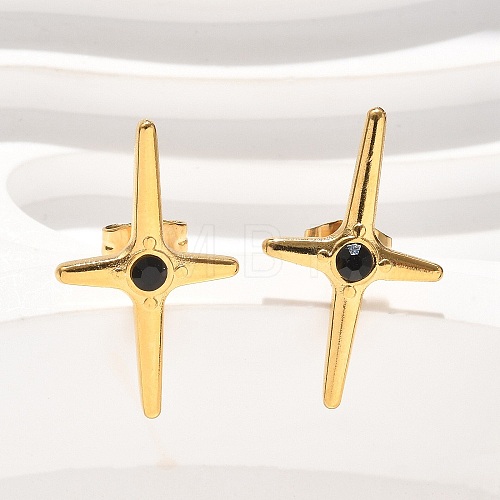 Cross 304 Stainless Steel Stud Earrings EJEW-F361-07G-1