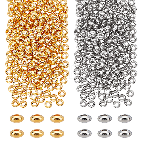 400Pcs 2 Colors Brass Spacer Beads KK-FH0003-46-1
