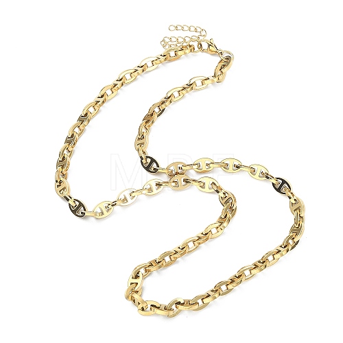 Ion Plating(IP) 304 Stainless Steel Oval Link Chain Necklaces for Women NJEW-D052-06G-1