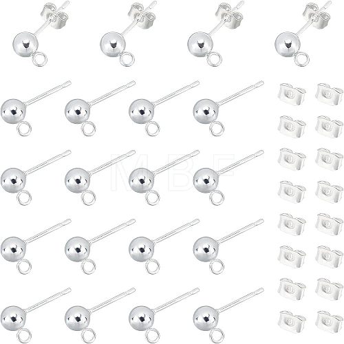 Unicraftale 20pcs 304 Stainless Steel Ball Stud Earring Post FIND-UN0001-12-1