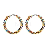 Colorful Glass Seed Braided Big Hoop Earrings EJEW-JE05015-1