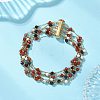 304 Stainless Steel with Gemstone Multi-strand Link Chain Bracelets for Women BJEW-JB12985-1