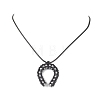 Cowboy Electroplate Transparent Glass Beaded Horseshoe Pendant Waxed Cotton Cord Necklaces NJEW-MZ00139-5