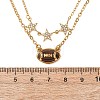 Sports 304 Stainless Steel Crystal Rhinestone Enamel Rugby Pendant Double Layer Necklaces for Women NJEW-A072-02G-3