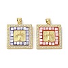 Square with Cross Brass Micro Pave Cubic Zirconia Pendants KK-K385-039G-1