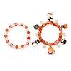 2Pcs Spray Painted Crackle Glass Round Beads Stretch Bracelets BJEW-JB12484-03-5