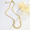 304 Stainless Steel Pave Square Clear Cubic Zirconia Flat Snake Chain Necklaces for Women WG60D5C-01-1