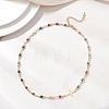 Faceted Natural Indian Agate Round Beads & 304 Stainless Steel Tiny Cross Handmade Link Chain Necklaces NJEW-JN05842-03-1