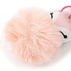 Imitation Rex Rabbit Fur Ball & PU Leather Fox Pendant Keychain KEYC-K018-04KCG-01-3