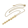 Brass Pave Cubic Zirconia Geometirc Pendant Rectangle Y Tassel 201 Stainless Steel Chain Necklaces NJEW-C111-01B-4