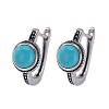 Half Round Synthetic Turquoise Hoop Earrings EJEW-C178-08-3