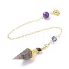 Resin Hexagonal Pointed Dowsing Pendulums(Brass Finding and Gemstone Inside) G-L521-A09-2
