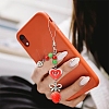 2Pcs Acrylic Heart & Resin Strawberry & Alloy Bowknot & Glass Bead Mobile Straps HJEW-YW00323-6