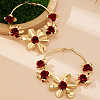 Rose Flower Alloy Hoop Earrings FS-WG9017A-01-3